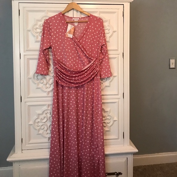 Honey & Lace Pink Polka Dot Dress | Large - Picture 1 of 2
